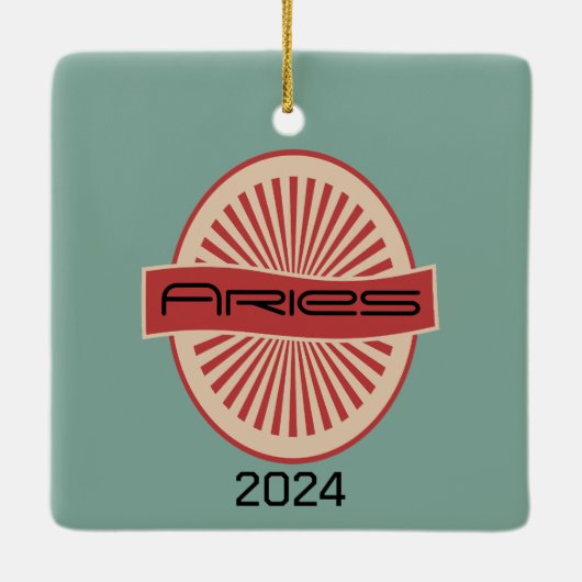 Ram Zodiac Kerst Ornament Retro Design (Achterkant)