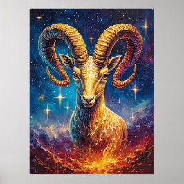 ♈ Ram Zodiac Kleurrijke Kunst Poster