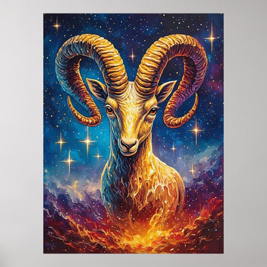 ♈ Ram Zodiac Kleurrijke Kunst Poster (Voorkant)