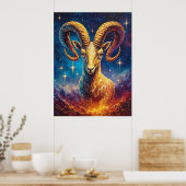 ♈ Ram Zodiac Kleurrijke Kunst Poster (Keuken)