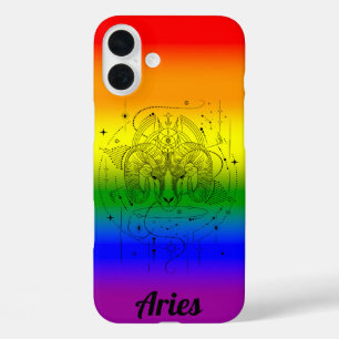 Ram Zodiac LGBTQ Pride Rainbow Design iPhone 16 Plus Hoesje
