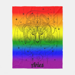 Ram Zodiac LGBTQ Pride Regenboog Ontwerp Fleece Deken