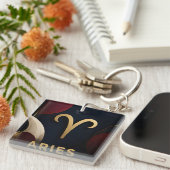 Ram Zodiac Luxe Hemellich Astrologie Cadeau Sleutelhanger (Voorkant Rechts)