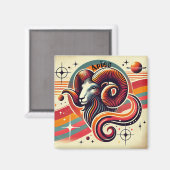 Ram Zodiac Magneet Kleurrijke Retro Stijl (Voorkant / Achterkant)