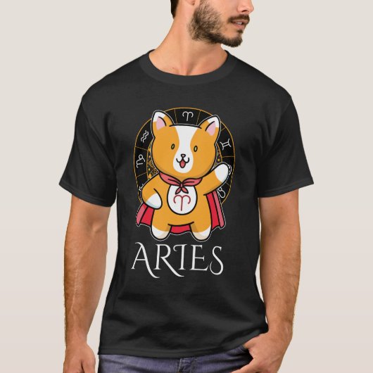 Ram Zodiac Mannen Zwart T-shirt (Voorkant)