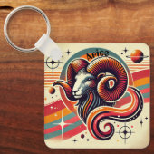 Ram Zodiac Metal Sleutelhanger Retro Design (Voorkant)