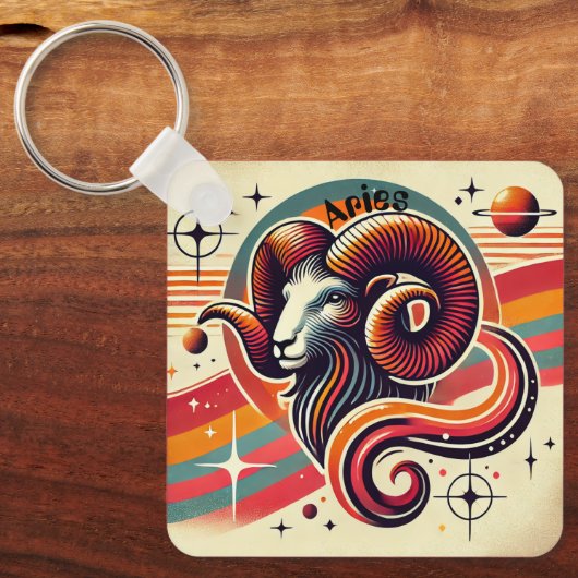 Ram Zodiac Metal Sleutelhanger Retro Design (Voorkant)