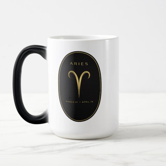 Ram Zodiac Mok – Zwart & Goud Luxe Embleem | Bl (Links)