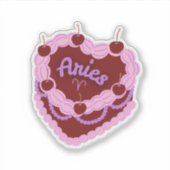 Ram Zodiac Pastel Hart Verjaardagstaart Sticker (Voorkant)