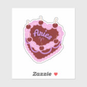Ram Zodiac Pastel Hart Verjaardagstaart Sticker (Vel)