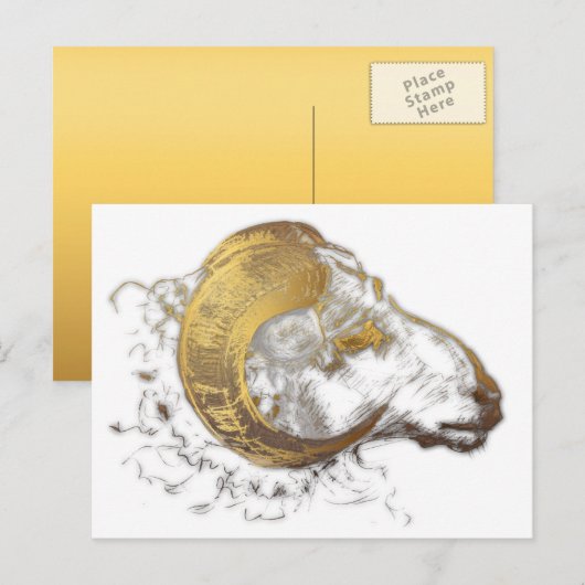 Ram Zodiac Ram Chinees Jaar Gouden Hoorns PostC Briefkaart (Voorkant / Achterkant)