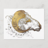 Ram Zodiac Ram Chinees Jaar Gouden Hoorns PostC Briefkaart (Voorkant)
