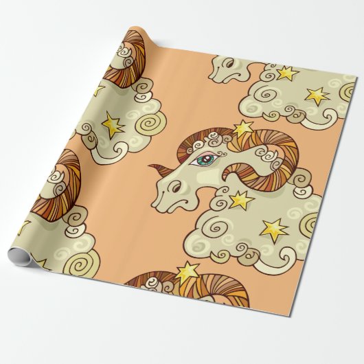 Ram Zodiac Ram Kleurrijk Astrologisch Cadeaupapier (Uitgerold)
