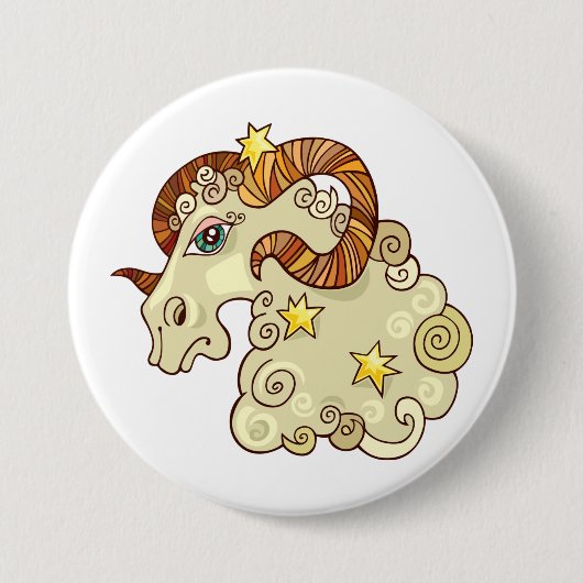 Ram Zodiac Ram Kleurrijk Astrologisch Ronde Button 7,6 Cm (Voorkant)