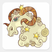 Ram Zodiac Ram Kleurrijk Astrologisch Vierkante Sticker (Voorkant)