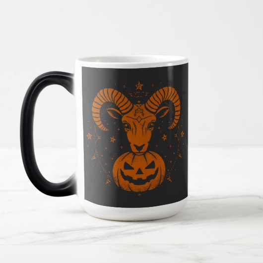 Ram Zodiac Ram met Halloween Pumpkin Spooky Magische Mok (Links)