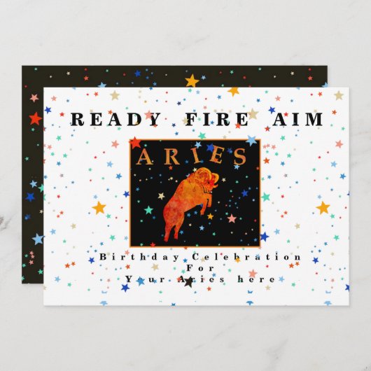 Ram Zodiac READY AIM FIRE moderne ster Uitnodiging (Voorkant / Achterkant)