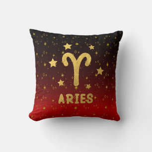 Ram Zodiac Rood en Goud Sierkussen