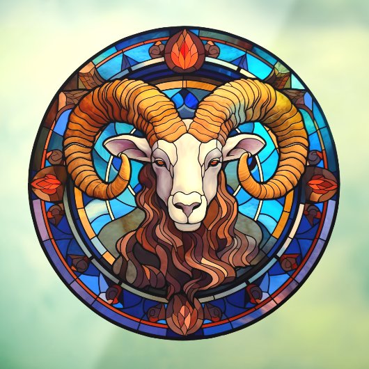 Ram Zodiac Sign Faux Glas in lood Venster Raamsticker (Vel 3)