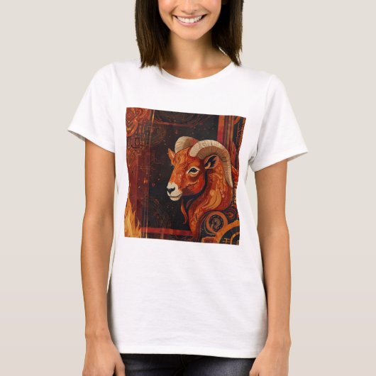 Ram Zodiac Sign met dynamisch ontwerp T-shirt (Voorkant)