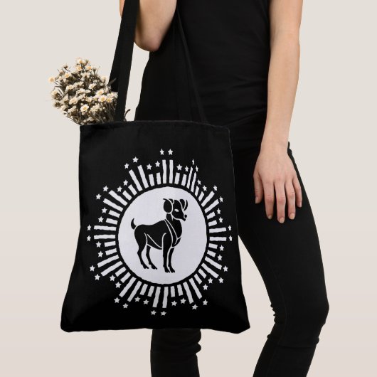 Ram Zodiac Sign Ram Cosmic Starburst Design Tote Bag (Dichtbij)