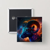 Ram Zodiac Star Sign Square Button (Voorkant /achterkant)
