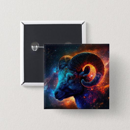 Ram Zodiac Star Sign Square Button (Voorkant /achterkant)