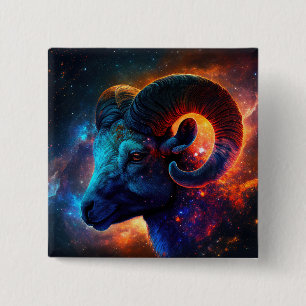 Ram Zodiac Star Sign Square Button