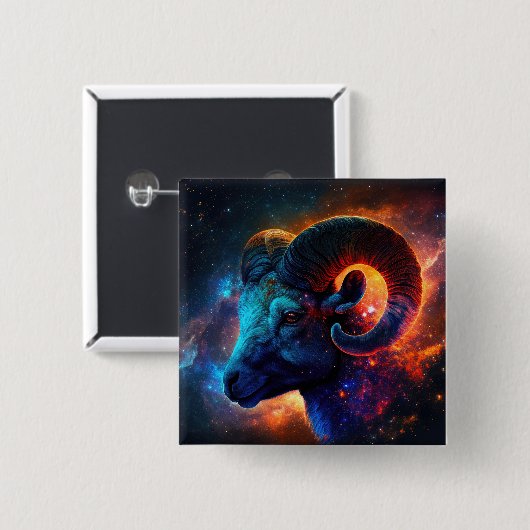 Ram Zodiac Star Sign Square Button (Voorkant /achterkant)