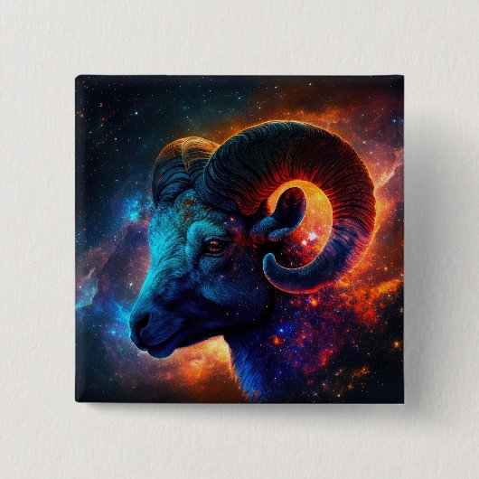 Ram Zodiac Star Sign Square Button (Voorkant)