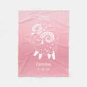 Ram Zodiac Sternaam Geboorte Datum Roze Baby Fleece Deken (Voorkant)
