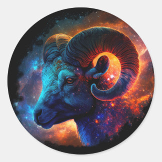 Ram Zodiac sterrenbeeld - Geen tekst - Ronde Stick Sticker