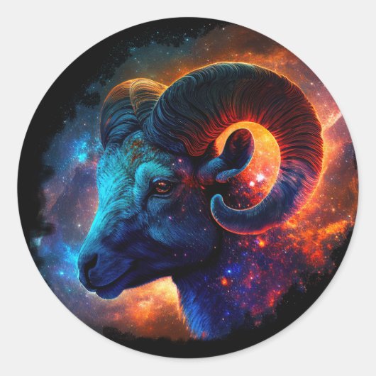 Ram Zodiac sterrenbeeld - Geen tekst - Ronde Stick Sticker (Voorkant)
