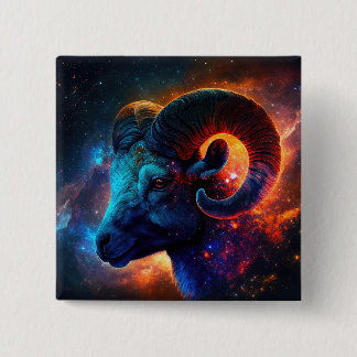 Ram Zodiac sterrenbeeld – Geen tekst – Vierkante B Button 5,1 Cm