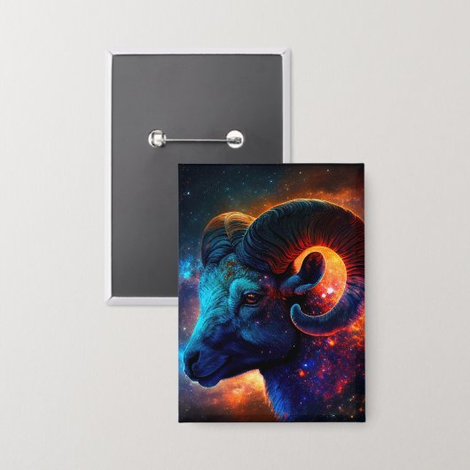 Ram Zodiac sterrenbeeld – Rechthoek Button (Voorkant / Achterkant)