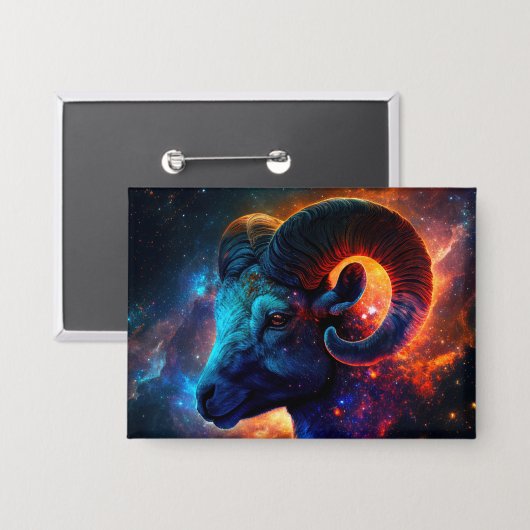 Ram Zodiac sterrenbeeld – Rechthoek Button (Voorkant / Achterkant)