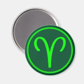 Ram Zodiac Symbool Groen Contrast Magneet (Voorkant / Achterkant)