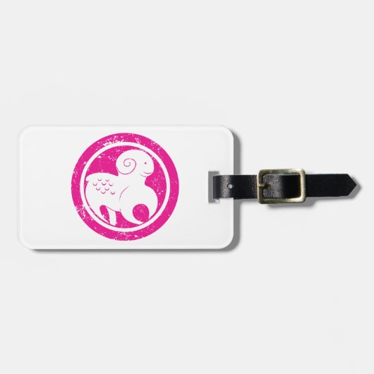 Ram Zodiac Symbool Grunge Roze Ram Astrologie Bagagelabel (Voorkant horizontaal)