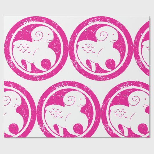 Ram Zodiac Symbool Grunge Roze Ram Astrologie Cadeaupapier (Vlak)