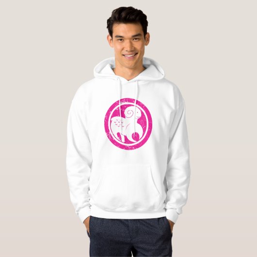 Ram Zodiac Symbool Grunge Roze Ram Astrologie Hoodie (Voorkant volledig)
