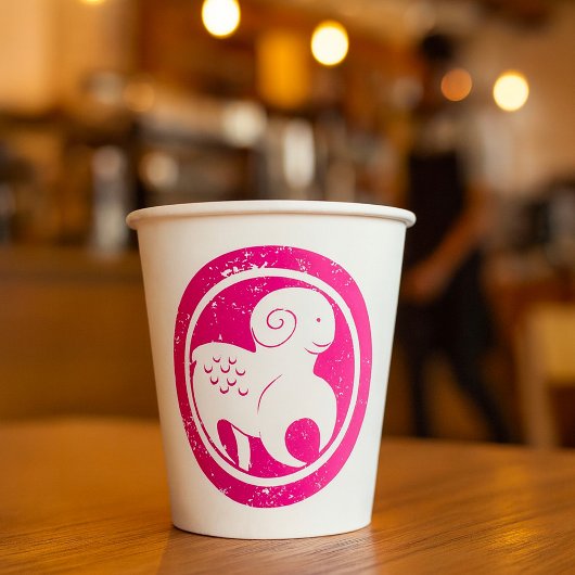 Ram Zodiac Symbool Grunge Roze Ram Astrologie Papieren Bekers