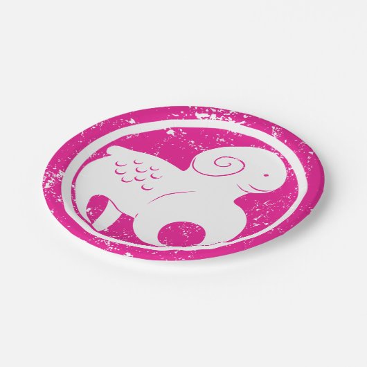 Ram Zodiac Symbool Grunge Roze Ram Astrologie Papieren Bordje (Gekanteld)