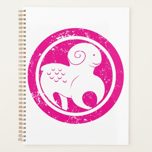 Ram Zodiac Symbool Grunge Roze Ram Astrologie Planner (Voorkant)