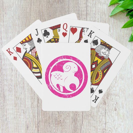 Ram Zodiac Symbool Grunge Roze Ram Astrologie Pokerkaarten