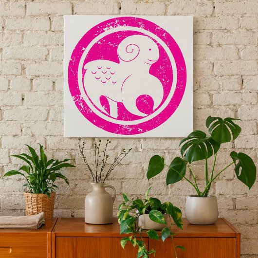 Ram Zodiac Symbool Grunge Roze Ram Astrologie Poster
