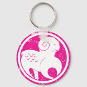 Ram Zodiac Symbool Grunge Roze Ram Astrologie Sleutelhanger (Achterkant)
