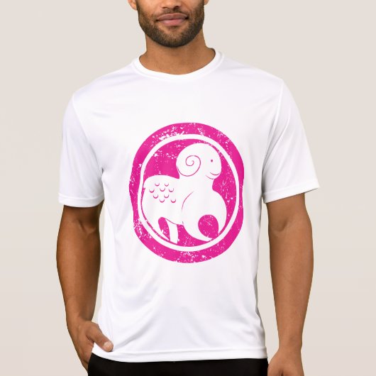 Ram Zodiac Symbool Grunge Roze Ram Astrologie T-shirt (Voorkant)
