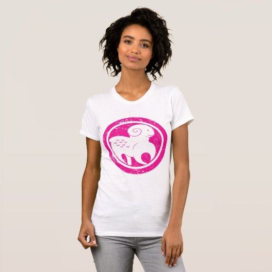 Ram Zodiac Symbool Grunge Roze Ram Astrologie T-shirt (Voorkant volledig)