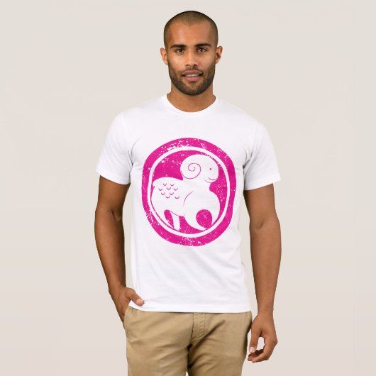 Ram Zodiac Symbool Grunge Roze Ram Astrologie T-shirt (Voorkant volledig)