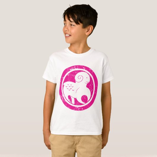Ram Zodiac Symbool Grunge Roze Ram Astrologie T-shirt (Voorkant volledig)